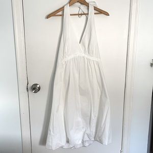 BCBGMAXAZRIA white cotton halter dress